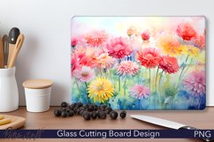 Glass Cutting Board Design | Watercolor Flowers | Pink Product Image 1