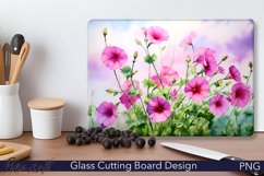 Glass Cutting Board Design | Watercolor Lavatera meadow Product Image 1