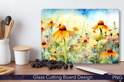 Glass Cutting Board Design | Orange Flowers meadow Product Image 1
