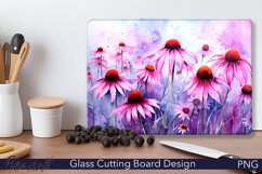 Glass Cutting Board Design | Watercolor Coneflower PNG Product Image 1