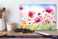 Glass Cutting Board Design | Colorful Cosmos meadow Product Image 1