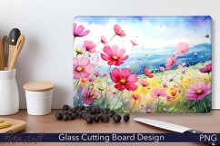 Glass Cutting Board Design | Pink Watercolor Flowers Product Image 1