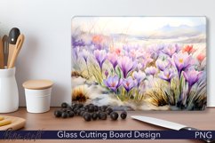 Glass Cutting Board Design | Colorful Crocus meadow Product Image 1