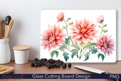 Glass Cutting Board Design | Pink Dahlias Product Image 1