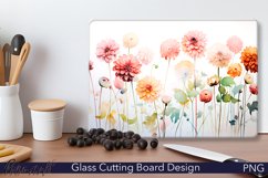 Glass Cutting Board Design | Colorful Spring | Dahlias PNG Product Image 1