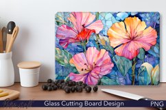 Glass Cutting Board Design | Watercolor Meadow | Pink PNG Product Image 1