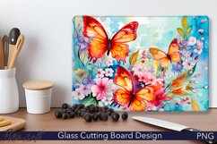 Glass Cutting Board Design | Watercolor Butterflies | Pink Product Image 1