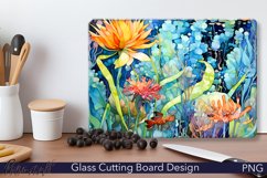 Glass Cutting Board Design | Underwater | Blue and Orange Product Image 1