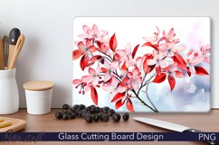 Glass Cutting Board Design | Watercolor Photinia | Spring Product Image 1