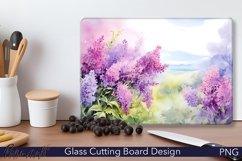 Glass Cutting Board Design | Lilac flowers | Spring Product Image 1