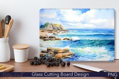 Glass Cutting Board Design | Sea Waves PNG Product Image 1