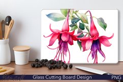 Glass Cutting Board Design | Pink Flowers Design Product Image 1
