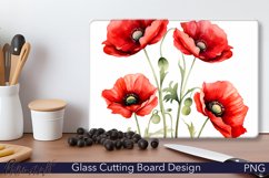 Glass Cutting Board Design | Colorful Summer | Red Poppies Product Image 1
