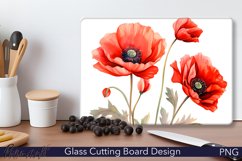 Glass Cutting Board Design | Colorful Summer | Red Poppies Product Image 1