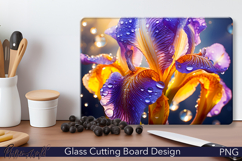 Glass Cutting Board Design | Colorful Iris Flower Product Image 1