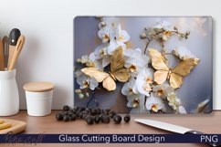 Glass Cutting Board Design | Butterflies and Flowers Product Image 1