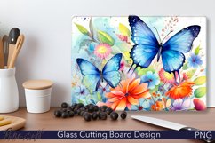 Glass Cutting Board Design | Watercolor Butterflies PNG Product Image 1