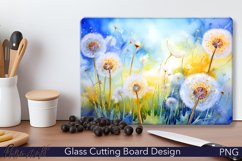 Floral Glass Cutting Board Design | Watercolor Dandelions Product Image 1