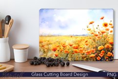Glass Cutting Board Design | Orange Flowers Product Image 1