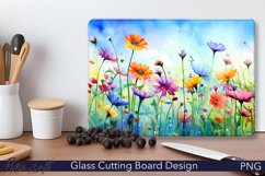 Glass Cutting Board Design | Colorful Flowers Design Product Image 1