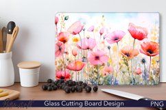 Glass Cutting Board Design | Pink Flowers Design Product Image 1