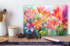 Glass Cutting Board Design | Alstroemeria PNG Product Image 1