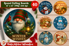 Winter Round Kitchen Glass Cutting Board Bundle Product Image 1