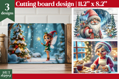 Christmas cutting board design, Santa Claus, Elf, Mrs Claus Product Image 1