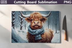 Christmas Highland Cow Kitchen Cutting Board Product Image 1