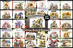 Summer gnomes Cutting Board Bundle, Flowers Watercolor Product Image 1