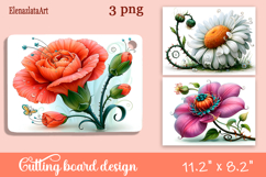 Watercolor summers flowers Cutting Board Product Image 1