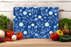Blue Cottagecore Flower Cutting Board Design | Cutting Board Product Image 3