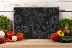 Rose Lineart Flower Cutting Board | Cutting Board png Product Image 4