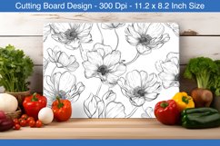Line art spring flowers cutting board | Cutting board png Product Image 1