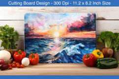 Watercolor sunset cutting board | Cutting board sublimation Product Image 1