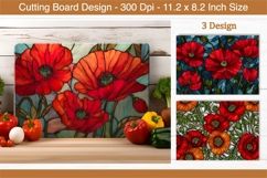 Stained Glass Poppy Flower Cutting Board | Cutting Board png Product Image 1