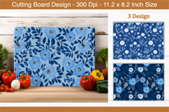 Blue Cottagecore Flower Cutting Board Design | Cutting Board Product Image 1