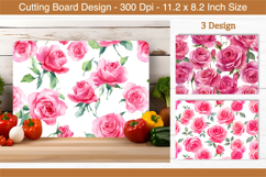 Watercolor Pink Rose Flower Cutting Board | Cutting Board Product Image 1