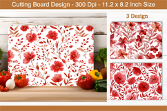 Watercolor Red Floral Cutting Board | Cutting Board png Product Image 1