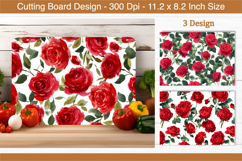 Watercolor Red Rose Flower Cutting Board | Cutting Board png Product Image 1
