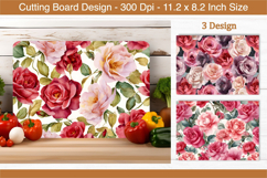 Watercolor Vintage Rose Flower Cutting Board | Cutting Board Product Image 1
