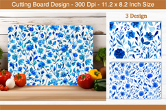 Watercolor Blue Floral Cutting Board | Cutting Board png Product Image 1