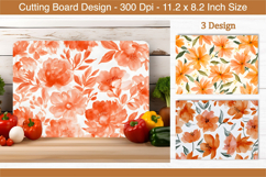 Watercolor Orange Floral Cutting Board | Cutting Board png Product Image 1