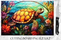 Turtle Stained Glass Cutting Board Sublimation Product Image 1