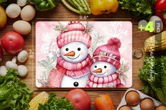Pink Snowman Cutting Board Design - 04 Variations Product Image 1