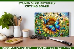 Butterflies and Sunflowers Stained Glass Cutting Board Product Image 1