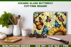 Butterflies and Sunflowers Stained Glass Cutting Board Product Image 1
