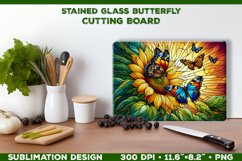 Butterflies and Sunflowers Stained Glass Cutting Board Product Image 1