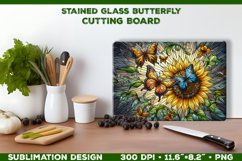 Butterflies and Sunflowers Stained Glass Cutting Board Product Image 1