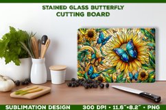 Butterflies and Sunflowers Stained Glass Cutting Board Product Image 1